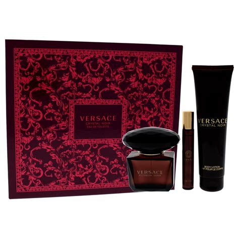 versace crystal noir gift set with bag|versace crystal noir perfume boots.